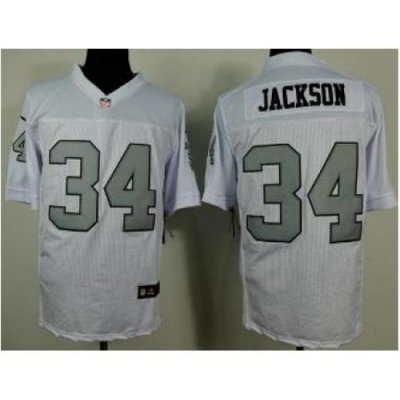 Nike Oakland Raiders 34 Bo.Jackson White Elite Silver No. NFL Jersey