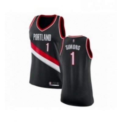 Womens Portland Trail Blazers 1 Anfernee Simons Swingman Black Basketball Jersey Icon Edition