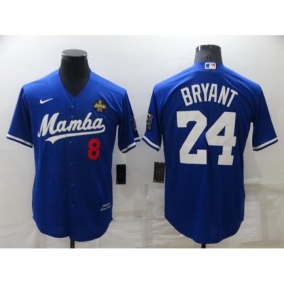 Men Los Angeles Dodgers Front 8 Back 24 Kobe Bryant Royal Mamba ThroWback With KB Patch Cool Base Stitched jersey