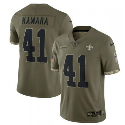 Men New Orleans Saints 41 Alvin Kamara Olive 2022 Salute To Service Limited Stitched Jersey