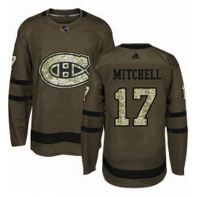 Mens Adidas Montreal Canadiens 17 Torrey Mitchell Authentic Green Salute to Service NHL Jersey