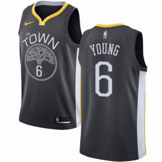 Mens Nike Golden State Warriors 6 Nick Young Swingman Black Alternate NBA Jersey Statement Edition