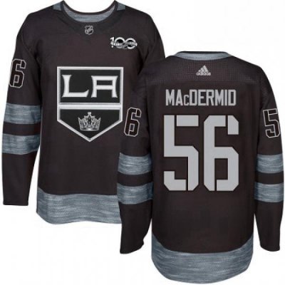 Mens Adidas Los Angeles Kings 56 Kurtis MacDermid Premier Black 1917 2017 100th Anniversary NHL Jersey