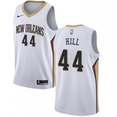 Mens Nike New Orleans Pelicans 44 Solomon Hill Authentic White Home NBA Jersey Association Edition