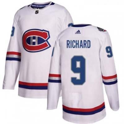 Youth Adidas Montreal Canadiens 9 Maurice Richard Authentic White 2017 100 Classic NHL Jersey