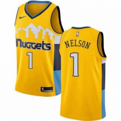 Mens Nike Denver Nuggets 1 Jameer Nelson Swingman Gold Alternate NBA Jersey Statement Edition