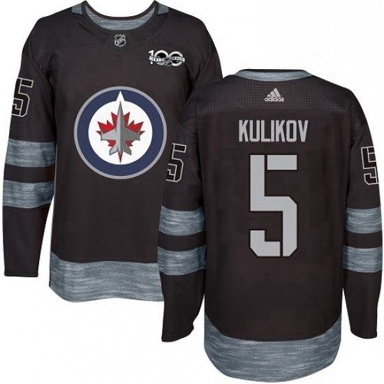 Mens Adidas Winnipeg Jets 5 Dmitry Kulikov Authentic Black 1917 2017 100th Anniversary NHL Jersey