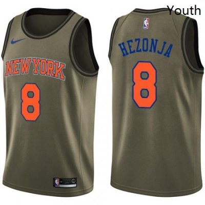 Youth Nike New York Knicks 8 Mario Hezonja Swingman Green Salute to Service NBA Jersey