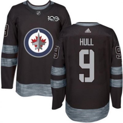 Jets #9 Bobby Hull Black 1917 2017 100th Anniversary Stitched NHL Jersey