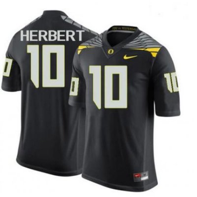 Men JUSTIN HERBERT JERSEY #10 OREGON DUCKS BLACK