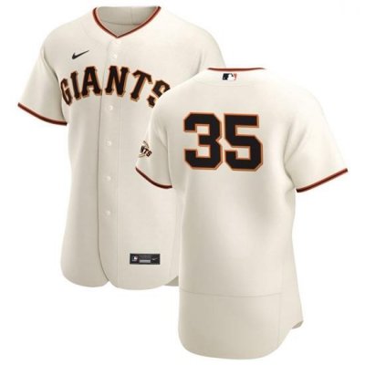 San Francisco Giants 35 Brandon CraWford Men Nike Cream Home 2020 Authentic Player MLB Jersey