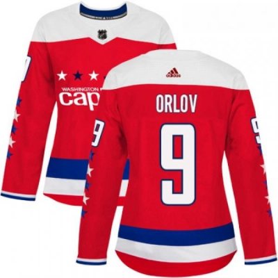 Womens Adidas Washington Capitals 9 Dmitry Orlov Authentic Red Alternate NHL Jersey