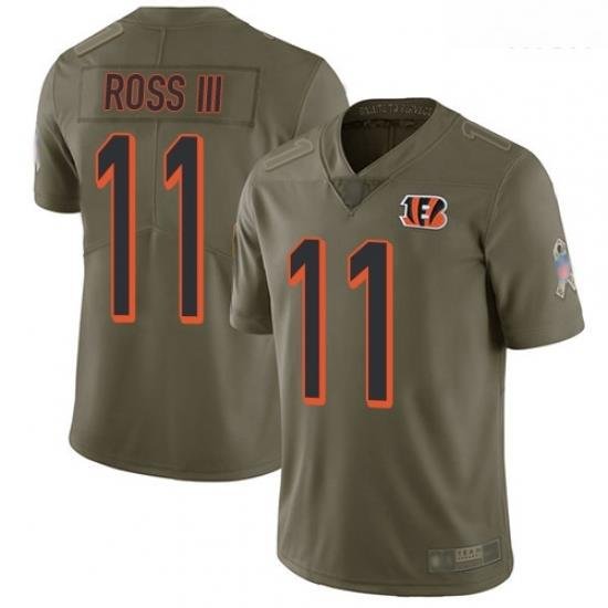 Bengals 11 John Ross III Olive Men Stitched Football Limited 2017 Salute To Service Jersey