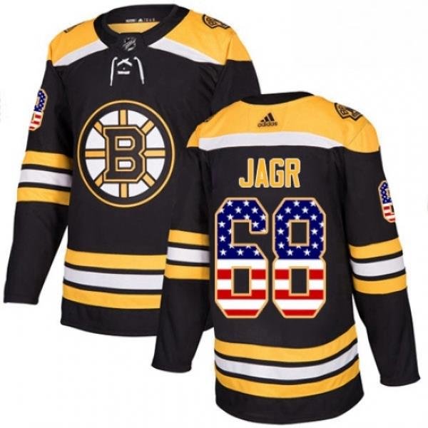 Mens Adidas Boston Bruins 68 Jaromir Jagr Authentic Black USA Flag Fashion NHL Jersey