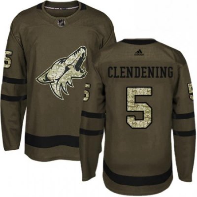 Youth Adidas Arizona Coyotes 5 Adam Clendening Premier Green Salute to Service NHL Jersey