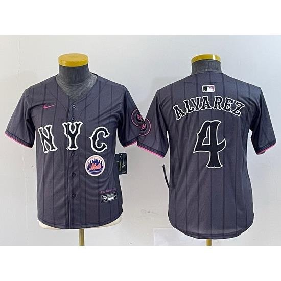 Youth New York Mets 4 Francisco Alvarez Graphite 2024 City Connect Limited Stitched Baseball Jersey