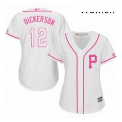 Womens Majestic Pittsburgh Pirates 12 Corey Dickerson Authentic White Fashion Cool Base MLB Jersey