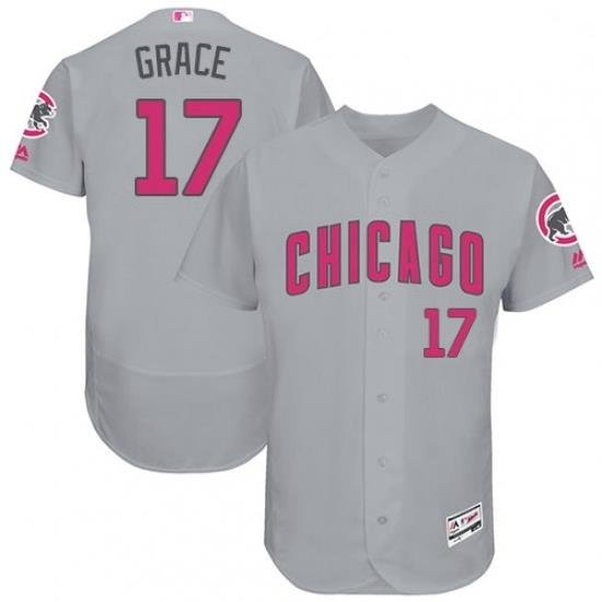 Mens Majestic Chicago Cubs 17 Mark Grace Grey Mothers Day Flexbase Authentic Collection MLB Jersey