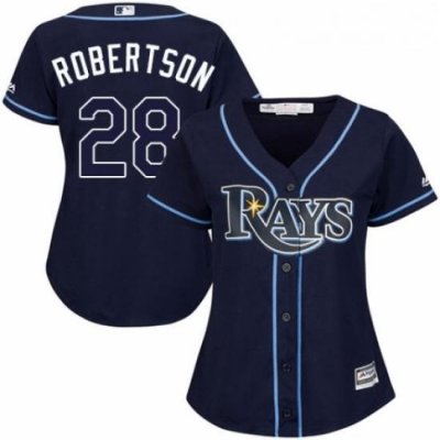 Womens Majestic Tampa Bay Rays 28 Daniel Robertson Authentic Navy Blue Alternate Cool Base MLB Jersey