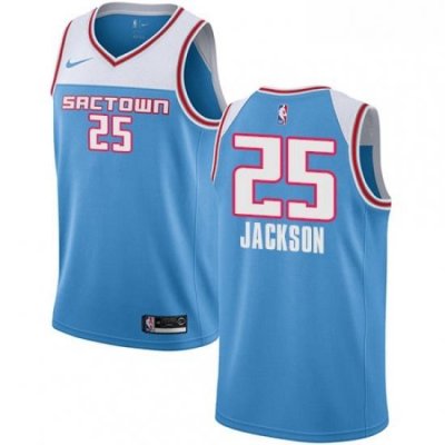 Mens Nike Sacramento Kings 25 Justin Jackson Swingman Blue NBA Jersey 2018 19 City Edition