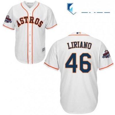 Youth Majestic Houston Astros 46 Francisco Liriano Authentic White Home 2017 World Series Champions Cool Base MLB Jersey