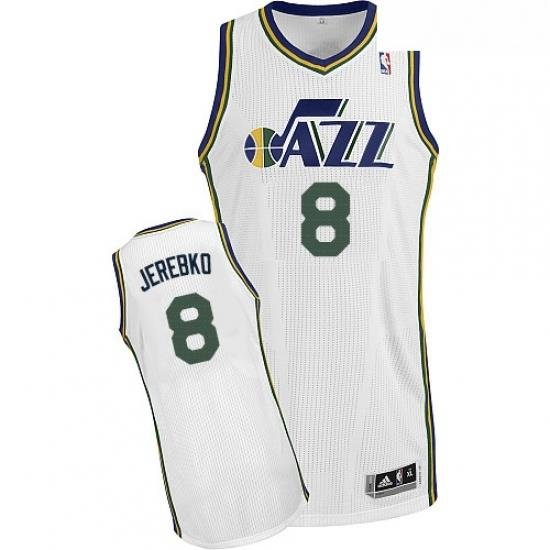 Youth Adidas Utah Jazz 8 Jonas Jerebko Authentic White Home NBA Jersey