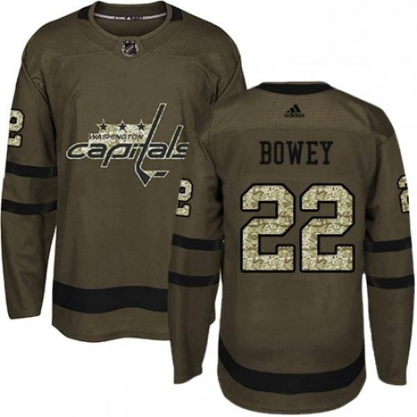 Youth Adidas Washington Capitals 22 Madison Bowey Premier Green Salute to Service NHL Jersey