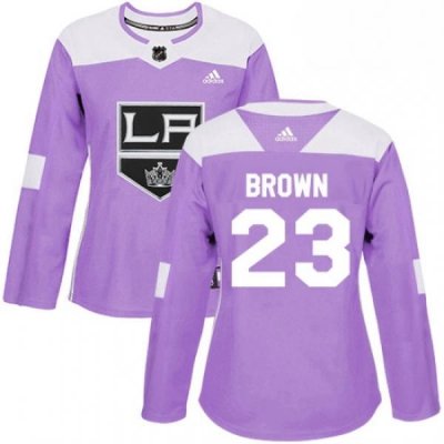 Womens Adidas Los Angeles Kings 23 Dustin Brown Authentic Purple Fights Cancer Practice NHL Jersey