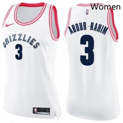 Womens Nike Memphis Grizzlies 3 Shareef Abdur Rahim Swingman WhitePink Fashion NBA Jersey