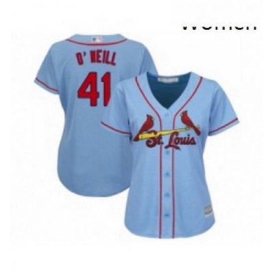 Womens St Louis Cardinals 41 Tyler O Neill Replica Light Blue Alternate Cool Base Baseball Jersey