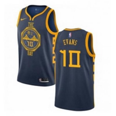 Youth Nike Golden State Warriors 10 Jacob Evans Swingman Navy Blue NBA Jersey City Edition