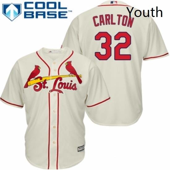 Youth Majestic St Louis Cardinals 32 Steve Carlton Authentic Cream Alternate Cool Base MLB Jersey