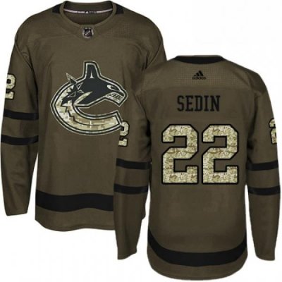 Youth Adidas Vancouver Canucks 22 Daniel Sedin Authentic Green Salute to Service NHL Jersey