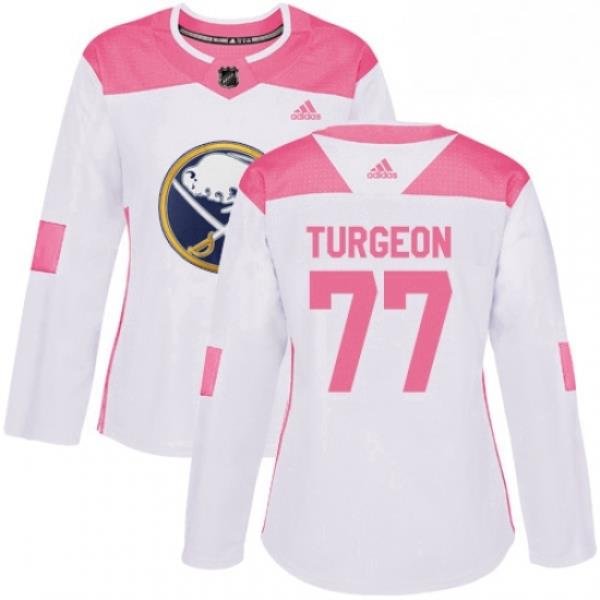 Womens Adidas Buffalo Sabres 77 Pierre Turgeon Authentic WhitePink Fashion NHL Jersey