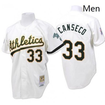 Mens Mitchell and Ness Oakland Athletics 33 Jose Canseco Replica White Throwback MLB Jersey