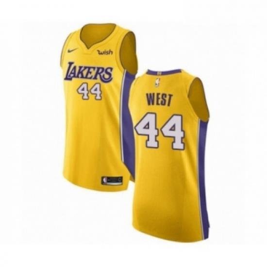 Mens Los Angeles Lakers 44 Jerry West Authentic Gold Home Basketball Jersey Icon Edition