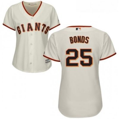 Womens Majestic San Francisco Giants 25 Barry Bonds Replica Cream Home Cool Base MLB Jersey