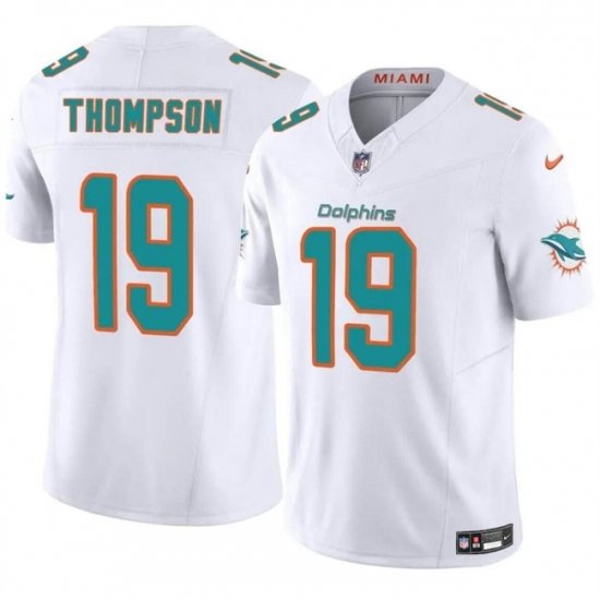 Men Miami Dolphins 19 Skylar Thompson White 2024 F U S E Vapor Limited Stitched Football Jersey