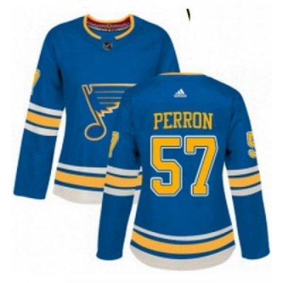 Womens Adidas St Louis Blues 57 David Perron Authentic Navy Blue Alternate NHL Jersey