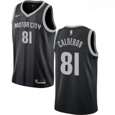 Youth Nike Detroit Pistons 81 Jose Calderon Swingman Black NBA Jersey City Edition