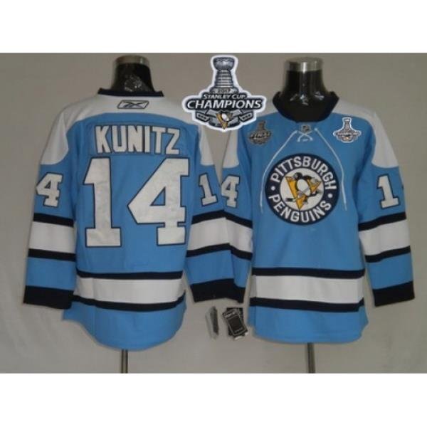 Penguins #14 Chris Kunitz Blue 2017 Stanley Cup Finals Champions Stitched NHL Jersey