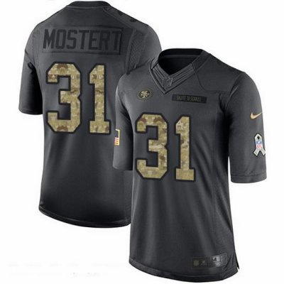 Nike 49ers 31 Raheem Mostert Black Men Stitched NFL Limited 2016 Salute to Service Jersey