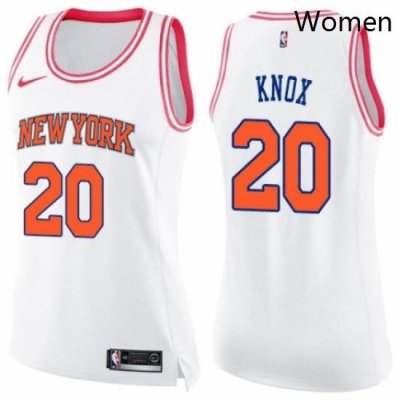 Womens Nike New York Knicks 20 Kevin Knox Swingman WhitePink Fashion NBA Jersey