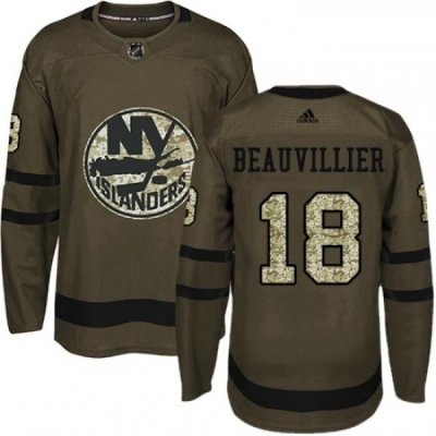 Youth Adidas New York Islanders 18 Anthony Beauvillier Premier Green Salute to Service NHL Jersey