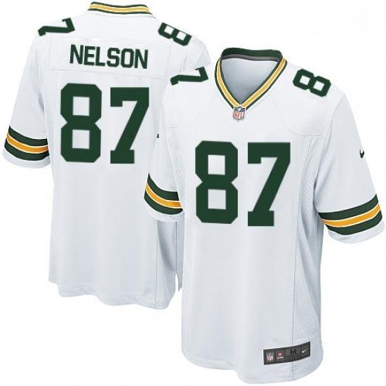 Men Nike Green Bay Packers 87 Jordy Nelson Game White NFL Jersey