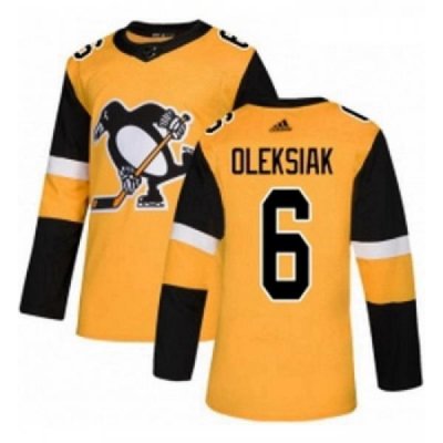 Youth Adidas Pittsburgh Penguins 6 Jamie Oleksiak Authentic Gold Alternate NHL Jerse