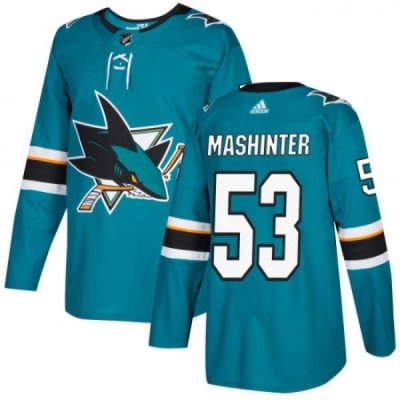 Youth Adidas San Jose Sharks 53 Brandon Mashinter Authentic Teal Green Home NHL Jersey