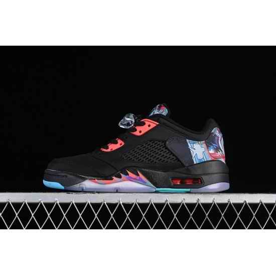 AIR JORDAN 5 RETRO LOW BLACK BLACK BRIGHT CRIMSON BETA BLUE BLACK 840475 060