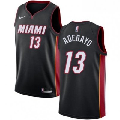 Mens Nike Miami Heat 13 Edrice Adebayo Swingman Black Road NBA Jersey Icon Edition