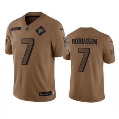 Men Atlanta Falcons 7 Bijan Robinson 2023 Brown Salute To Setvice Limited Stitched Football Jersey